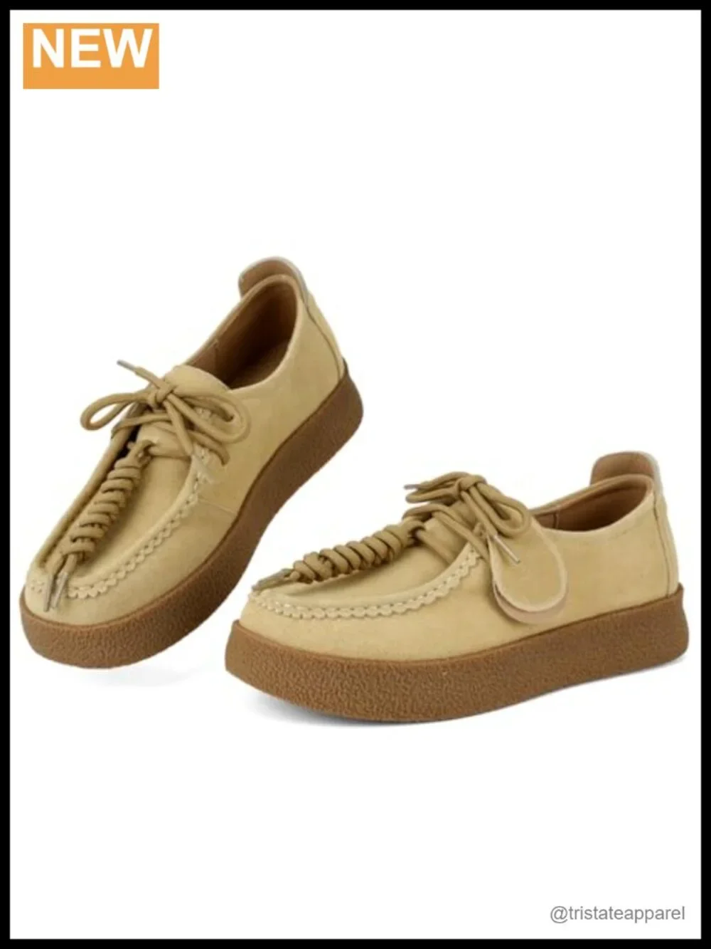 Retro Suede Platform Loafers Chunky Lace-Up Oxfords Comfort Sole Non-Slip Out